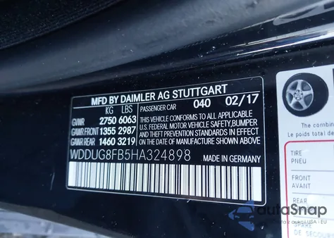 2017 Mercedes-Benz S 550 4Matic z USA, uszkodzony, nr VIN WDDUG8FB5HA324898